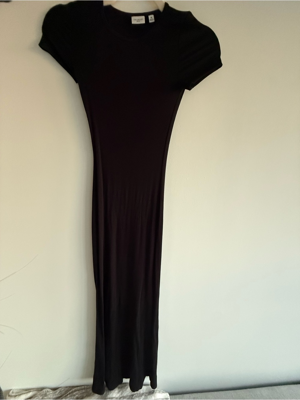 The Group by Babaton Black Short-Sleeve Luxe Lounge Slip Dress